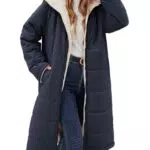 Tuopuda Winterjacke Damen Lang Warm Wasserdicht Reversibel Teddy Daunenmantel