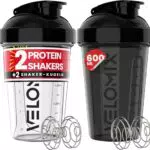 Velomix 600ml Eiweiß Shaker Auslaufsicher mit Messskala und Drehverschluss
