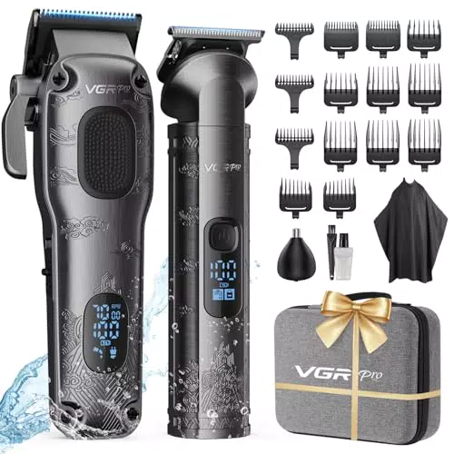 VGRPRO Professionelle Haarschneidemaschine Herren, Kabelloser Haarschneider und Trimmer Set