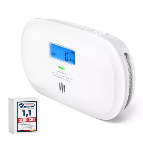 X-Sense XC0C-SR Kohlenmonoxidmelder mit TÜV Zertifikat, 10 Jahre Sensor, Display