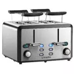 XXL Toaster Mit 4 Toastschlitzen Edelstahl Mit LED Display Und Auftau-Funktion
