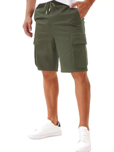 Yageshark Herren Cargo Shorts Baumwolle Sommer Chino Freizeithose Elastikbund