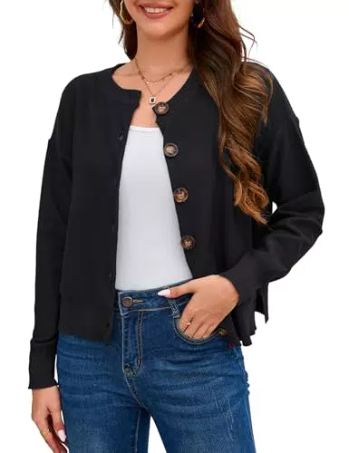 YesFashion Strickjacke Damen Kurz Eleganter Cardigan Mit Knöpfen Langarm Bolero