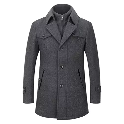 Youthup Herren Wollmantel Winter Kurzmantel Regular Fit Business Freizeit Mantel