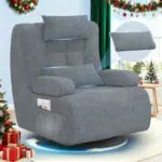 RelaxSessel 3-in-1 Drehsessel Hochlehner mit Kissen und Seitentaschen für Wohnzimmer