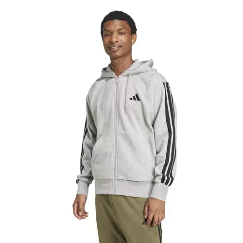 adidas Herren Essential Three Stripes Fleece Zipper Hoodie