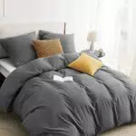 BEDSURE Bettwäsche 135x200 4teilig Grau - 2er Set Bettbezug mit 2 Kissenbezüge 80x80 cm