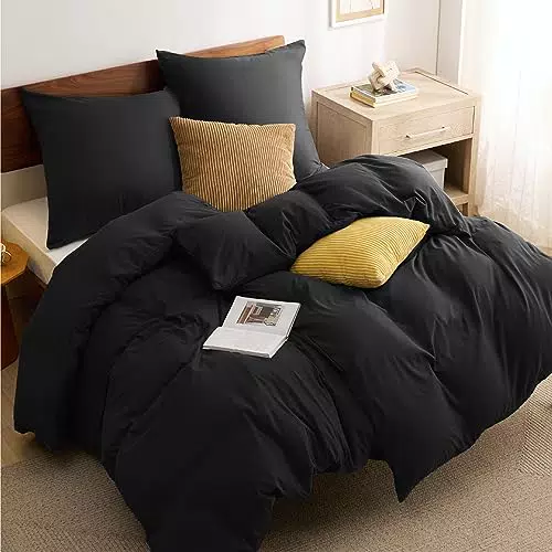 BEDSURE Bettwäsche 135x200 4teilig Grau - 2er Set Bettbezug mit 2 Kissenbezüge 80x80 cm