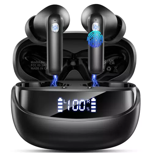 Kabellose Bluetooth 5.4 Kopfhörer In Ear mit HiFi Stereo, Noise Cancelling, LED-Anzeige