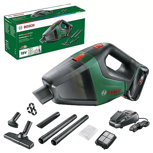 Bosch Akku Staubsauger UniversalVac 18 mit 2,5 Ah Akku und 18V System im Karton