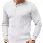 COOFANDY Herren Henley Pullover Strickpullover Langarm Slim Fit Mit Knopfleiste