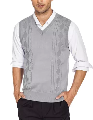 Coofandy Herren Pullunder V-Ausschnitt Ärmellos Regular Fit Strickweste Business
