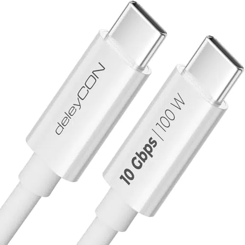 DeleyCON 1m USB C Kabel USB 3.2 Gen2 10Gbit/s 100W Fast Charge für iPhone Galaxy MacBook