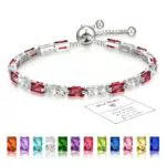 DORANA Silber Armband Damen Geburtsstein Juli Zirkonia Geschenk für Frauen Mädchen