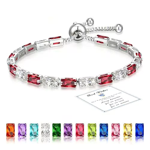 DORANA Silber Armband Damen Geburtsstein Juli Zirkonia Geschenk für Frauen Mädchen
