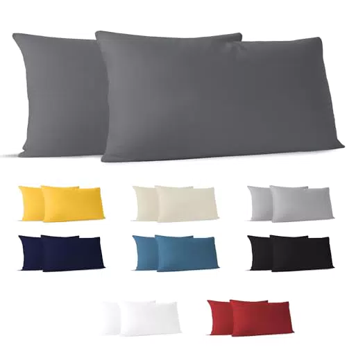 Kissenbezug 40 x 80 - 100% Jersey Baumwolle 150 g/qm Kissenbezüge -Anthrazit - Für Kissen 40 x 80 cm - Kissenhülle - Kissenbezug - Resistent und Hypoallergen - Dreamzie