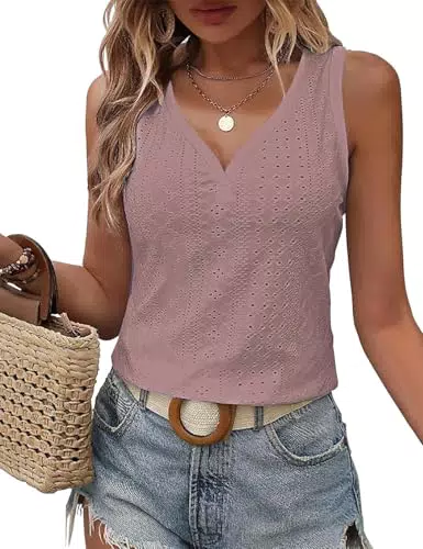DUOEASE Damen Top Elegant Ärmellos V-Ausschnitt Tanktop Sommer 2025
