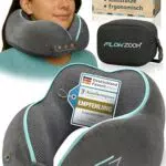 FLOWZOOM Nackenkissen aus Memory Foam für Reisen - Nackenhörnchen für Erwachsene, waschbar - Grau