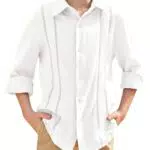 Haloumoning Jungen Baumwollhemd Langarm Leichtes Cuban Shirt Sommer Freizeithemd