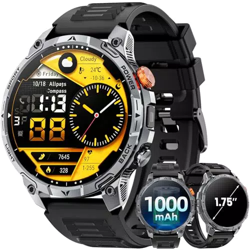 Haulvean Militär Smartwatch Herren mit 1000mAh Akku, 110 Sportmodi, IP68, Fitnessuhr