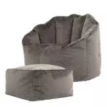 Icon Sirena Sitzsack Sessel mit Hocker aus Samt für Erwachsene Wohnzimmer Lounge
