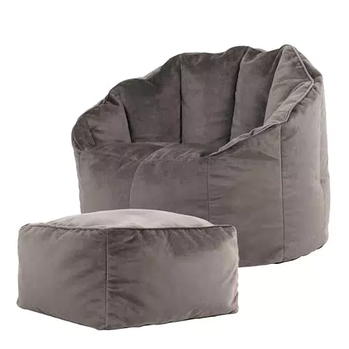 Icon Sirena Sitzsack Sessel mit Hocker aus Samt für Erwachsene Wohnzimmer Lounge