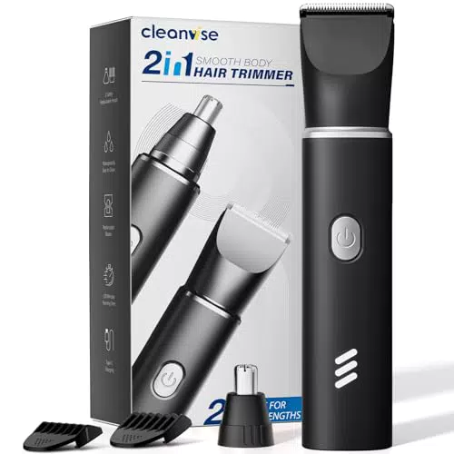 Intimrasierer Mann 2-in-1 mit Nasenhaartrimmer, Körperrasierer Herren, Wasserdicht