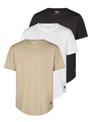 Jack & Jones Herren T-Shirt Lang Geschnitten Bio-Baumwolle Regular Fit JJENOA