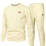 JMIERR Herren Jogginganzug Trainingsanzug Sweatshirt und Jogginghose Strukturmuster