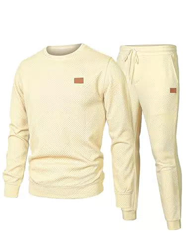 JMIERR Herren Jogginganzug Trainingsanzug Sweatshirt und Jogginghose Strukturmuster