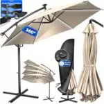 Kesser Alu Ampelschirm LED Solar mit Fernbedienung und UV-Schutz Wasserabweisend