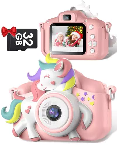 Gofunly Kinderkamera 1080P mit 2,0 Zoll Bildschirm und 32GB Speicherkarte