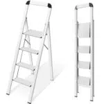 Kingrack Aluminium Leiter 4 Stufen Klappbar Mit Handlauf Rutschfeste Haushaltsleiter