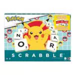 Mattel Scrabble Pokémon Brettspiel Deutsch, Familien-Wortspiel mit Herausforderungskarten