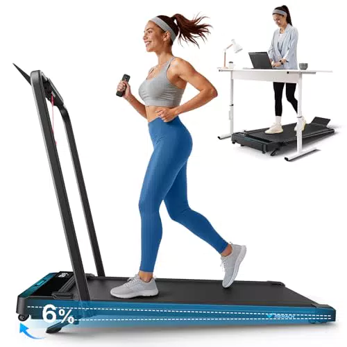 MERACH 3 in 1 Laufband für Zuhause und Büro, 1-6 km/h, ultra leise mit Fernbedienung