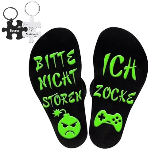 Mornly Gaming Socken mit Spruch Bitte Nicht Stören Ich Zocke Geschenk für Gamer