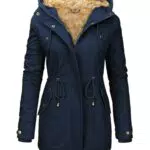 Nadeer Damen Winterjacke Lang Gefüttert Parka Mit Kapuze Steppmantel Winter