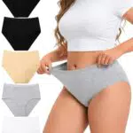 Ocexteur Damen Unterhosen Hohe Taille Baumwolle Hipster Slips Atmungsaktiv Bauchweg