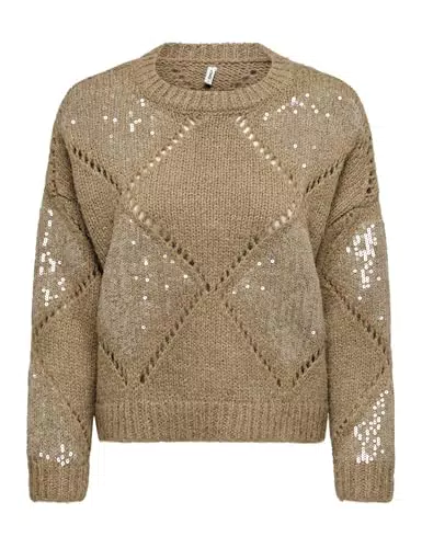 ONLY Damen Pullover Onlkansas Life Mit Pailletten O-Ausschnitt