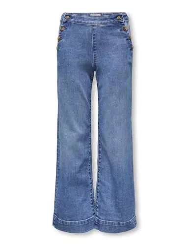ONLY Girl Jeans Kogmadison Hohe Taille Weites Bein Knöchellang Damen Jeans