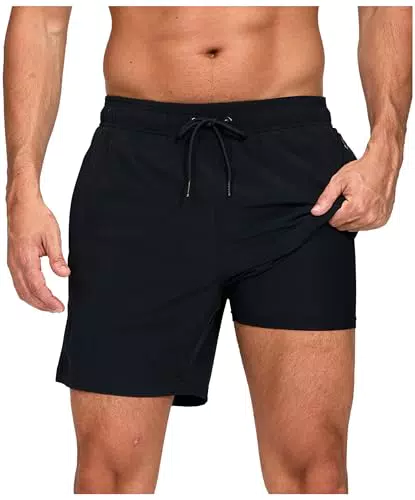 Outfit Spring Herren Badeshorts 2-in-1 Schnelltrocknend Mit Reißverschlusstasche