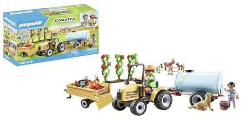 PLAYMOBIL Country Traktor mit Anhänger und Wassertank für kreatives Spielen