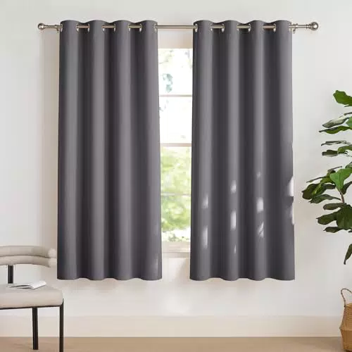 PONY DANCE Verdunklungsvorhänge mit Ösen Thermovorhang gegen Kälte und Hitze Ösenschal 2er Set H 175 x B 140 cm Blickdichte Gardinen Schlafzimmer Curtains Blackout Vorhang Wärmeisolierend