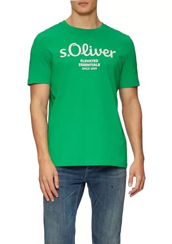 s.Oliver Herren T-Shirt Logo Print Aus Baumwolle Regular Fit Rundhals