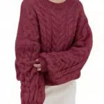 Saodimallsu Damen Oversized Rundhals Strickpullover Langarm Grobstrick Casual Winter