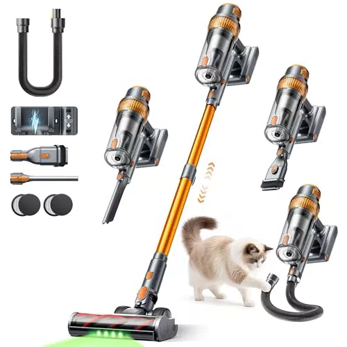 SMOTURE Akku Staubsauger Kabellos mit Schlauch, Automatik, Anti-Haar, Leise, Tierhaare