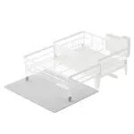 SONGMICS Abtropfgestell Geschirr mit 360° Drehbarem Ablauf und Besteckhalter KCS552W01