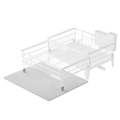 SONGMICS Abtropfgestell Geschirr mit 360° Drehbarem Ablauf und Besteckhalter KCS552W01