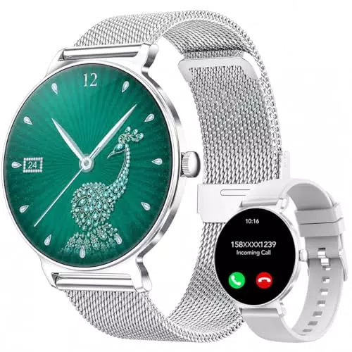 Taopodo Smartwatch Damen mit Telefonfunktion, AMOLED Display, Fitness Tracker, IP68, 120 Sportmodi, Herzfrequenz, Schlafmonitor, Kompatibel mit iOS Android