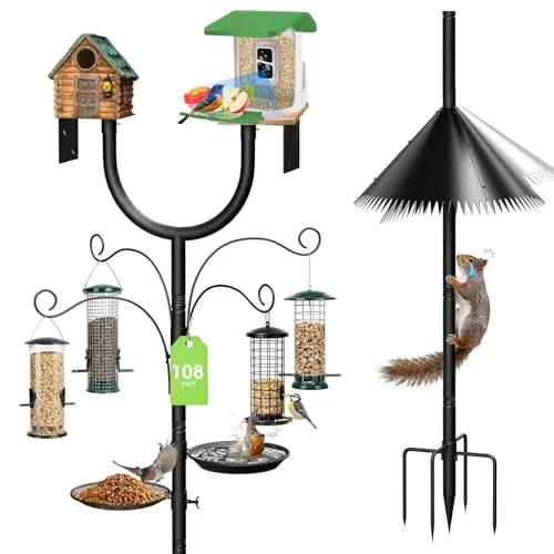 Vogelfütterungsstation Kit Metall Vogelhausständer mit Eichhörnchenabweiser Garten